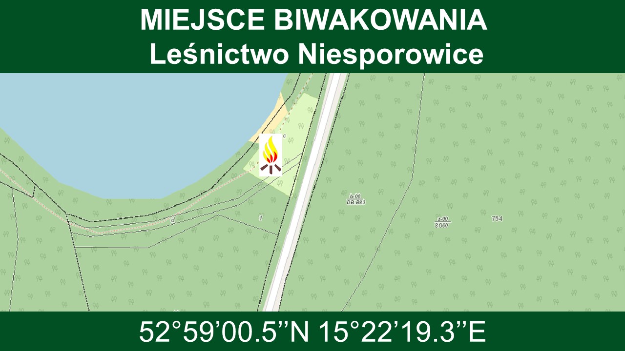 Lokalizacja miejsca biwakowania w Leśnictwie Niesporowice.