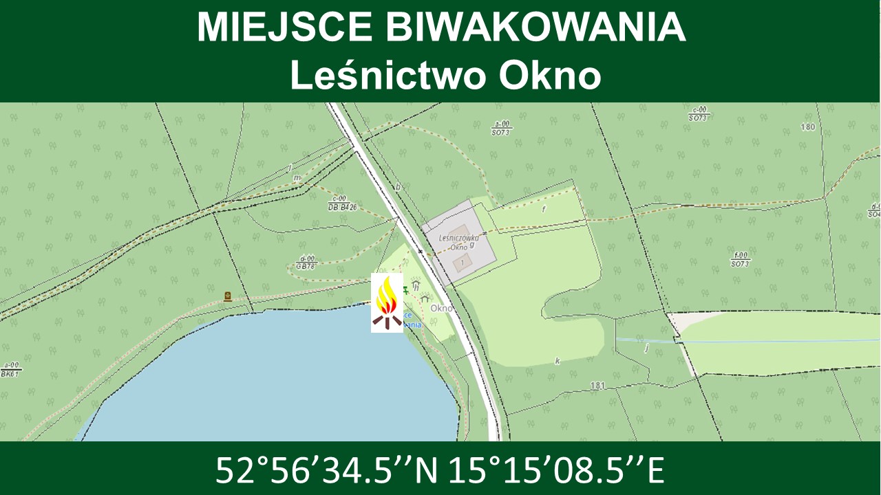 Lokalizacja miejsca biwakowania w Leśnictwie Okno.